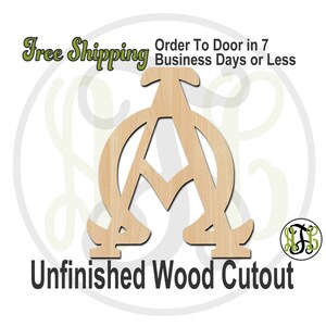 Alpha and Omega- No. 290004- Religious Cutout, unfinished, wood cutout, wood craft, laser cut wood, wood cut out, Beginning and End