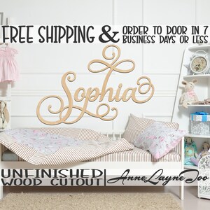 3/8&quot; Thick BBP Unfinished Wood Name Sign, SaISw Font, Nursery Name Sign, Wedding Sign, Birthday Sign, unfinished, wood cut out, laser cut
