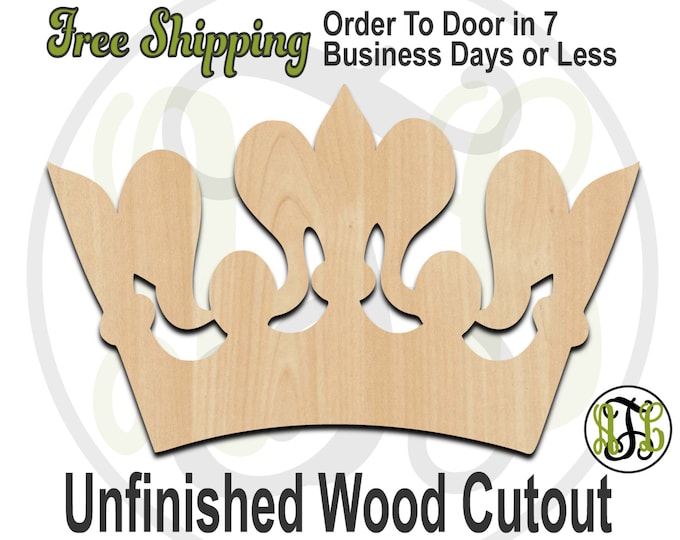 Crown 3 - 24403- Cutout, unfinished, wood cutout, wood craft, laser cut shape, wood cut out, Door Hanger, wooden, ready to paint