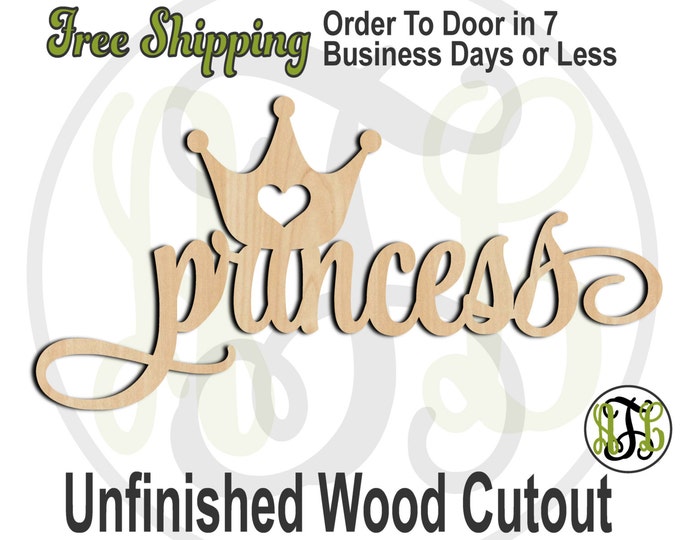 Princess with Crown - No. 320022SSt- Word Cutout, unfinished, wood cutout, wood craft, laser cut wood, wood cut out, Door Hanger, wall art