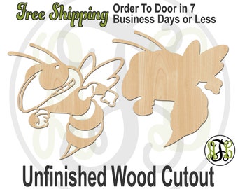 Yellow Jacket Outline or Solid Mascot - 60638-39 - Cutout, unfinished, wood cutout, wood craft, laser cut shape, wood cut out, wooden