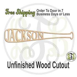 Baseball / Softball Bat Name Plate- 3400020NA- Personalized Cutout, unfinished, wood cutout, wood craft, laser cut wood, wood cut out, sign