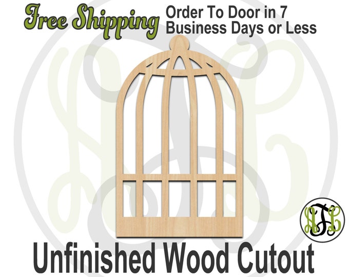 Bird Cage - No. 300090- Cutout, unfinished, wood cutout, wood craft, laser cut shape, wood cut out, Door Hanger, wooden, ready to paint