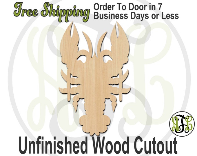 Crawfish - 235005- Crustacean Cutout, unfinished, wood cutout, wood craft, laser cut shape, wood cut out, Door Hanger, Louisiana, wooden