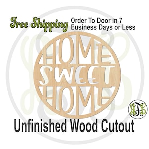 HOME SWEET HOME -325116- Front Door Cutout, unfinished, wood cutout, laser cut, wood cut out, Door Hanger, wooden sign, Entrance Sign