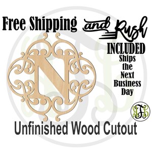 Wedding Monogram Wood Sign, Initial Door Hanger, Initial Sign, unfinished, wood cut out, laser cut -990043M1- RUSH PRODUCTION