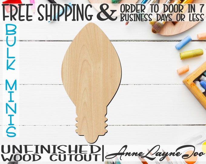 Light Bulb- 2" to 6" Minis, Small Wood Cutout, unfinished, wood cutout, wood craft, laser cut, wood cut out, ornament -180034