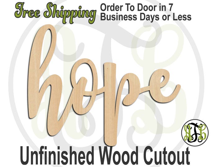 hope - 320263FrFt- Religious Cutout, unfinished, wood cutout, wood craft, laser cut wood, wood cut out, Door Hanger, wooden, wreath accent