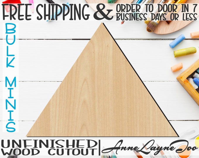 Triangle- 2" to 6" Minis, Small Wood Cutout, unfinished, wood cutout, wood craft, laser cut shape, wood cut out, ornament -40048