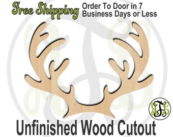 Reindeer Antlers - 180040- Christmas Cutout, unfinished, wood cutout, wood craft, laser cut shape, wood cut out, Door Hanger, Holiday