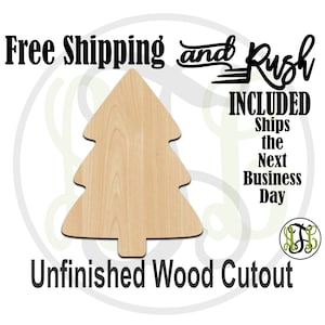Simple Christmas Tree- 180050- Christmas Cutout, unfinished, wood cutout,  laser cut, Door Hanger, Holiday - RUSH PRODUCTION