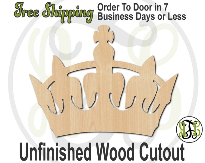 Crown 7 - 24407- Cutout, unfinished, wood cutout, wood craft, laser cut shape, wood cut out, Door Hanger, wooden, ready to paint