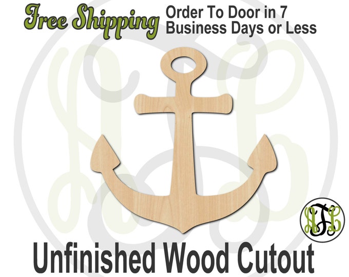 Anchor 4 - 50012- Cutout, unfinished, wood cutout, wood craft, laser cut shape, wood cut out, Door Hanger, wooden, ready to paint