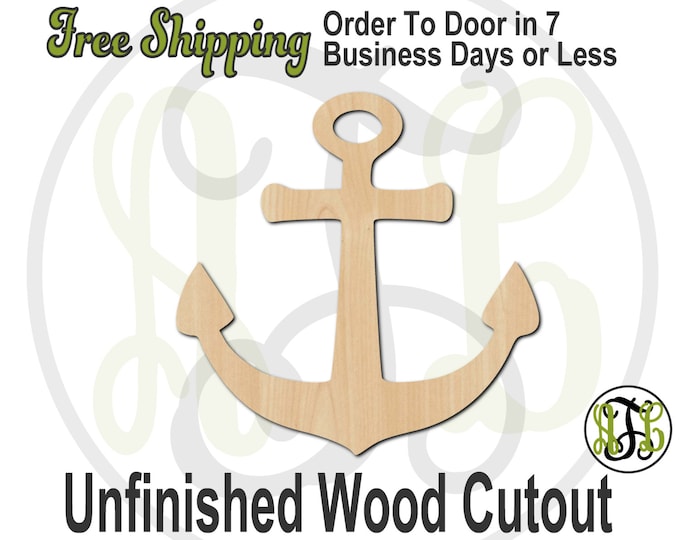 Anchor 4 - 50012- Cutout, unfinished, wood cutout, wood craft, laser cut shape, wood cut out, Door Hanger, wooden, ready to paint