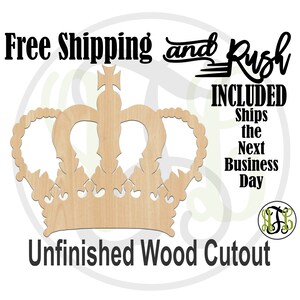 Crown 17- 24417- Cutout, unfinished, wood cutout,  laser wood cutout, Door Hanger, wall art, ready to paint - RUSH PRODUCTION