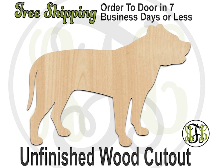 Pit Bull - 230085- Animal Cutout, unfinished, wood cutout, wood craft, laser cut shape, wood cut out, Door Hanger, Dog, wooden, blank