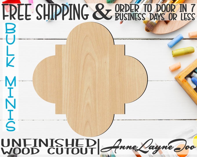 Quatrefoil- 1" to 6" Minis, Small Wood Cutout, unfinished, wood cutout, wood craft, laser cut shape, wood cut out, ornament -40046