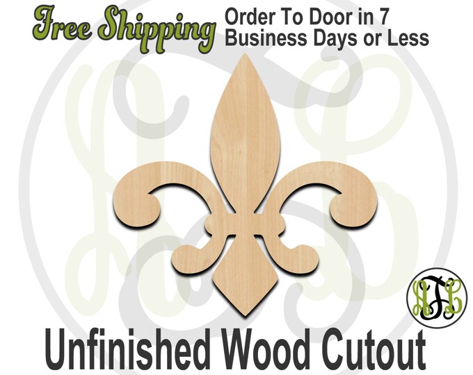 Fleur de Lis 1 - 300008- Cutout, unfinished, wood cutout, wood craft, laser cut shape, wood cut out, Door Hanger, wooden, ready to paint