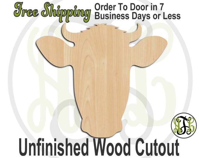 Cow Head Mascot- 60507- School Spirit Cutout, unfinished, wood cutout, wood craft, laser cut shape, wood cut out, Door Hanger, wooden