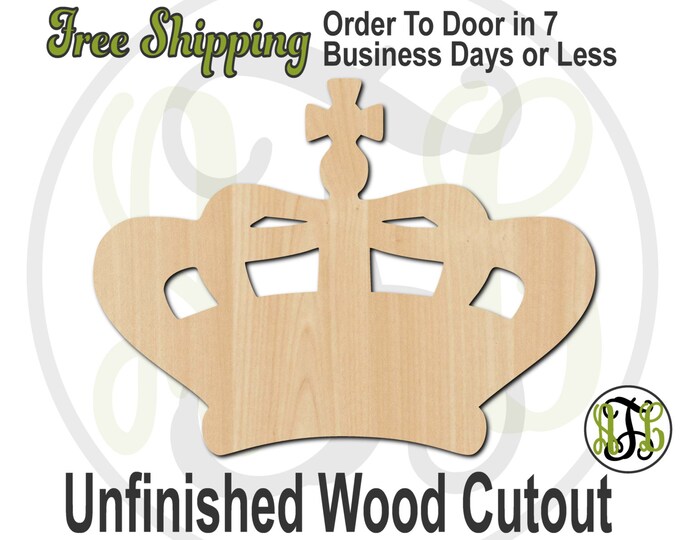 Crown 15 - 24415- Cutout, unfinished, wood cutout, wood craft, laser cut shape, wood cut out, Door Hanger, wooden, ready to paint