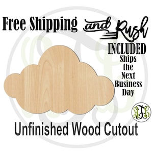 Cloud 4- 300127- Weather Cutout, unfinished, wood cutout,  laser wood cutout, Door Hanger, cloudy - RUSH PRODUCTION