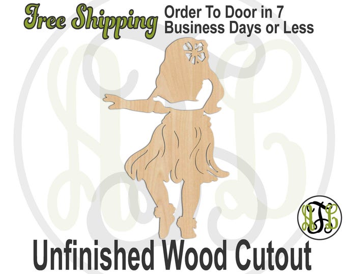 Hula Girl Hawaiian Wood Cutout, wood cut out, Hawaiian Girl Door Hanger, Moana, wooden, laser cut, unfinished wood cutout - 3300007