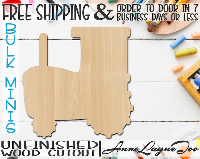 Tractor, 3" to 6" Minis, Small Wood Cutout, unfinished, wood cutout, wood craft, laser cut shape, wood cut out, ornament -10011
