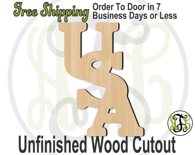 USA Solid - 150004- Holiday Cutout, unfinished, wood cutout, wood craft, laser cut shape, wood cut out, Door Hanger, wooden, wall art