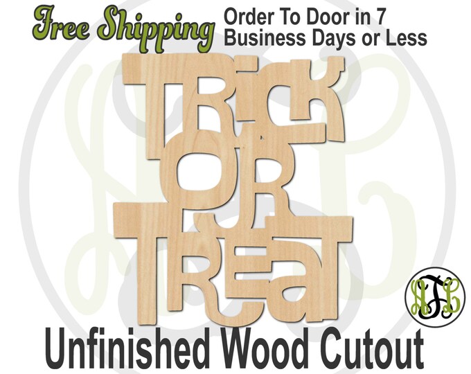 Trick or Treat 5- 160215- Cutout, unfinished, wood cutout, wood craft, laser cut wood, wood cut out, Door Hanger, wooden sign, wall art