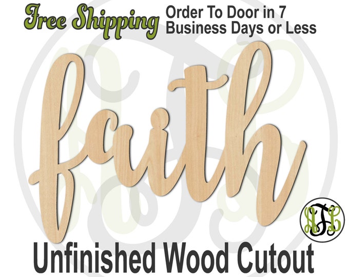 faith - 320038FrFt- Word Cutout, unfinished, wood cutout, wood craft, laser cut wood, wood cut out, Door Hanger, wooden sign, wreath accent