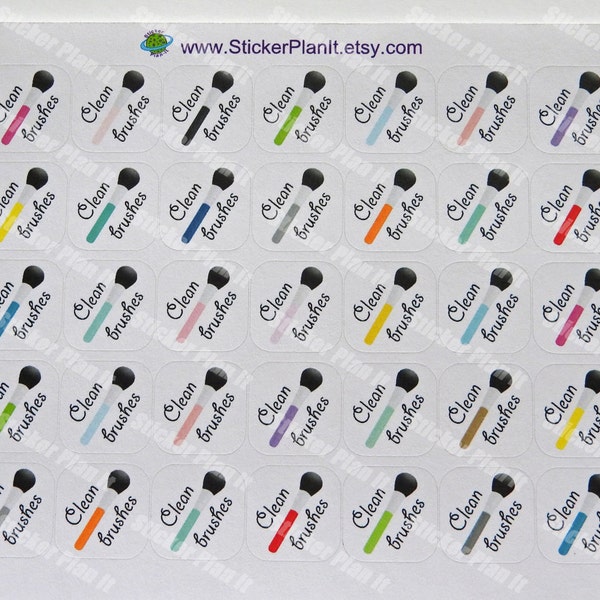 Make up Brush Cleaning Reminder Planner Stickers for ECLP Erin Condren Life Planners and Teacher Planners and Plum Paper Planners