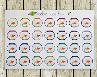 Goldfish Fishbowl Planner Stickers: Sheet of 28
