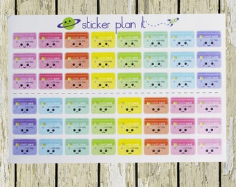 Kawaii Credit Card Planner Stickers!!!! Set of 54, Perfect for the Erin Condren or Plum Paper Planner!