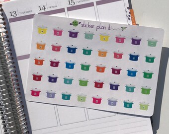 Slow Cooker Planner Stickers: Sheet of 40