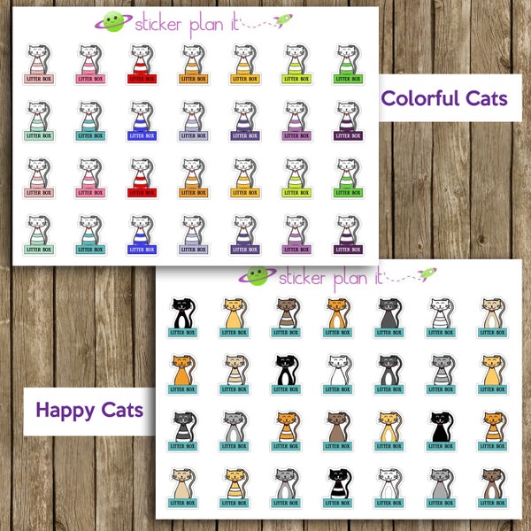 CAT LITTER BOX Reminder Planner Stickers