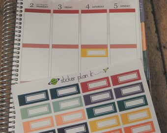 RECTANGLE LABEL Stickers in EC colors - for Erin Condren Life Planners