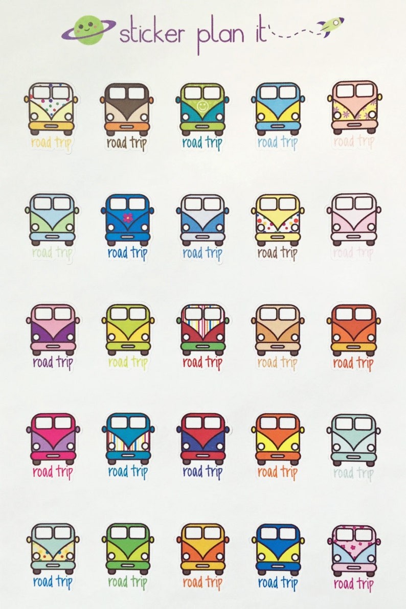 Camping Van Road Trip Planner Stickers Set of 25, Perfect for the Erin Condren or Plum Paper Planner image 3