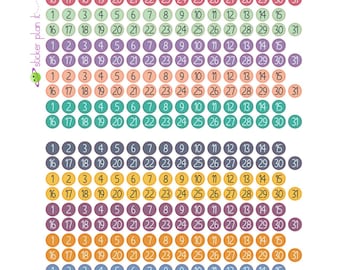 Monthly Date Dot Planner Stickers: Matches Erin Condren, Sheet of 372