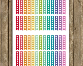 Star Checklist Rainbow Planner Stickers: 6 Most Important Things, Set of 52