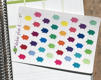 Piggy Bank Savings Planner Stickers: Sheet of 40