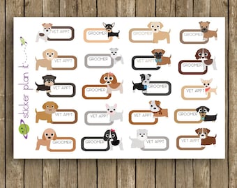 Dog Groomer & Vet Appointment Planner Stickers: Sheet of 20