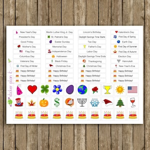 YEARLY HOLIDAY Planner Stickers for Plum Paper Planners