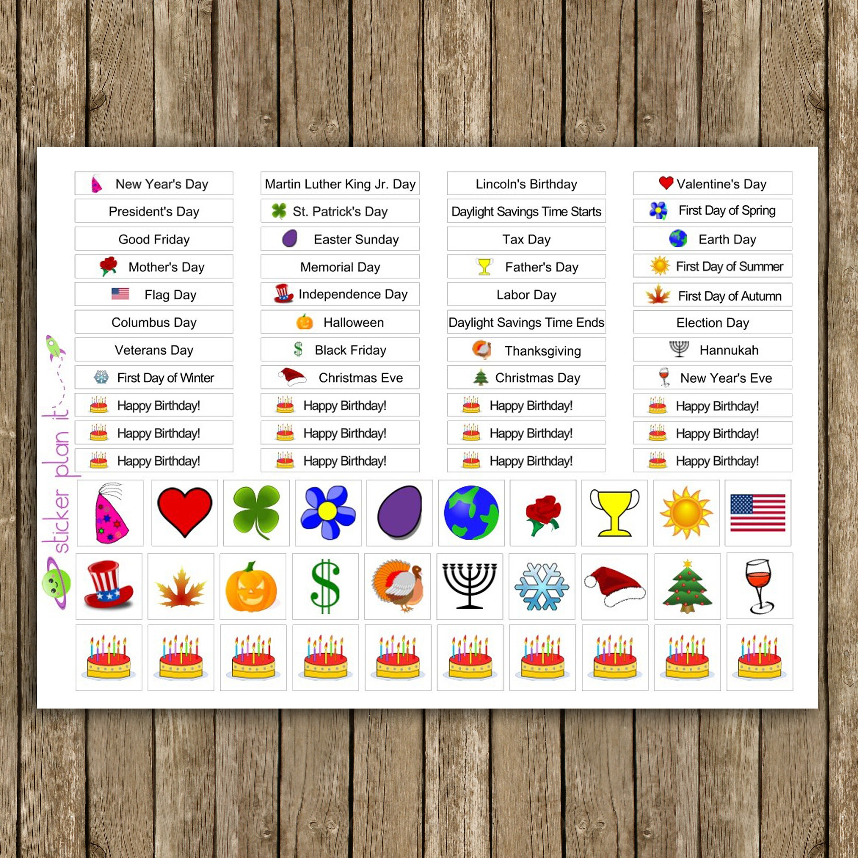 YEARLY HOLIDAY Planner Stickers for Plum Paper Planners