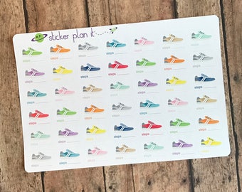 Running Shoe Step Tracker / Mile Tracker Planner Stickers for ECLP Erin Condren Life Planners, Plum Paper Planners, and More!