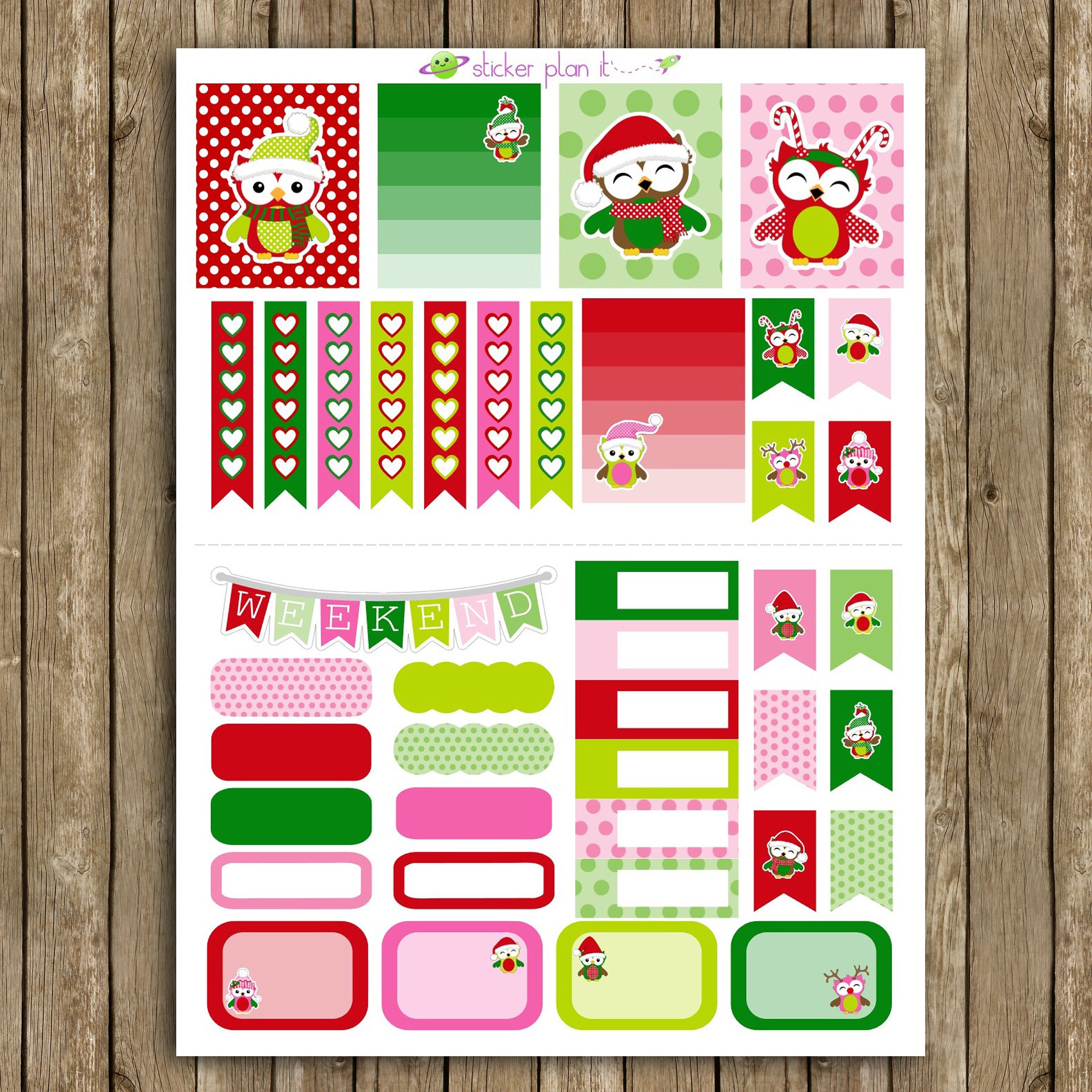 CHRISTMAS OWLS Planner Stickers