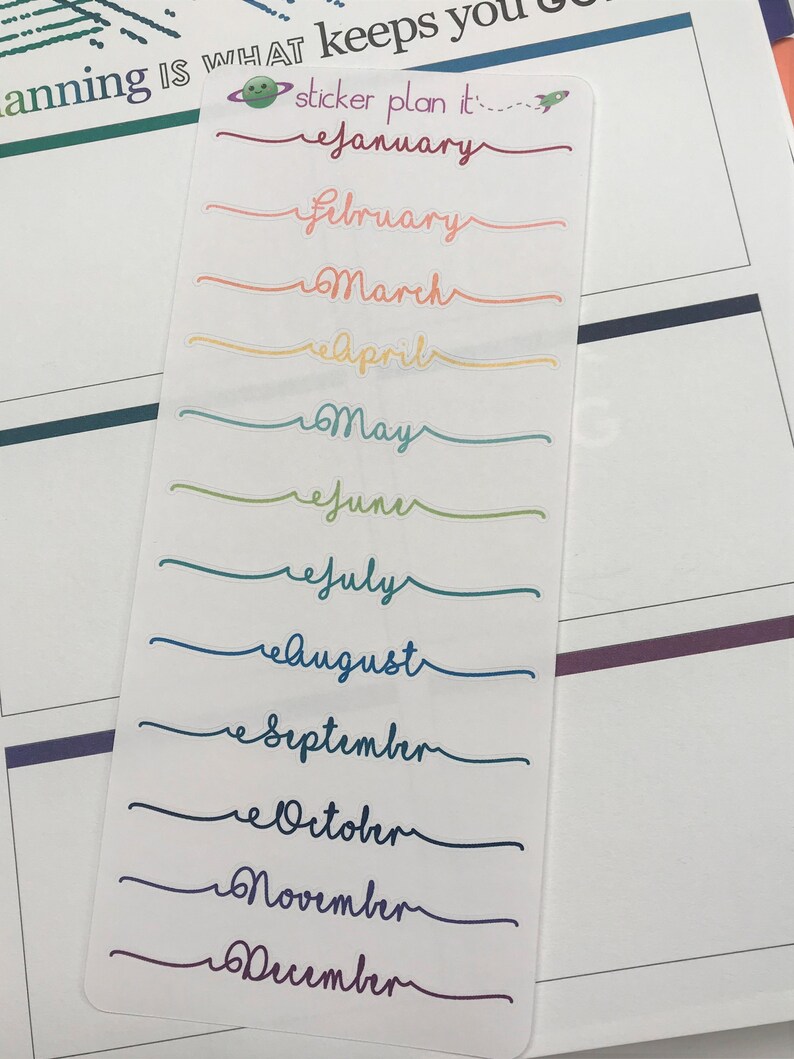 Months of the Year Script Cursive Word Planner Stickers for | Etsy