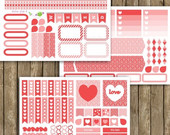 Valentine Horizontal Weekly Planner Sticker Kit for Erin Condren LP