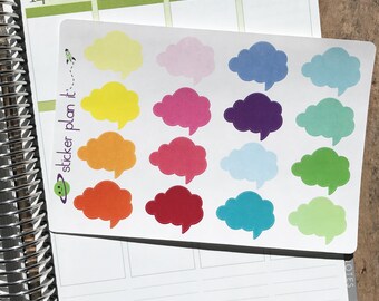 Speech Bubble Planner Stickers: Sheet of 16