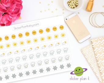 Weather Icon Planner Stickers: Sheet of 66