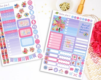 WATERCOLOR FLORALS Weekly Planner Sticker Kit